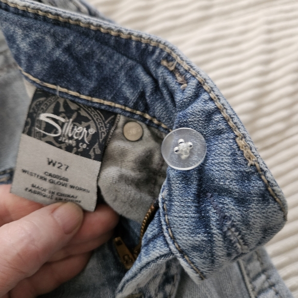 Silver Tuesday Cropped Distressed Light Blue Women's Jeans Size 27 - Picture 10 of 13